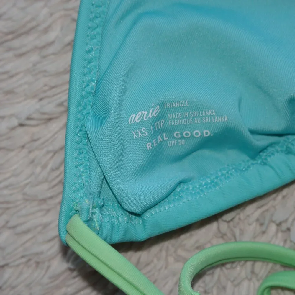 Women's Size XXS Aerie The Sun-Lover Triangle Bikini Top, Maui Teal, Like New